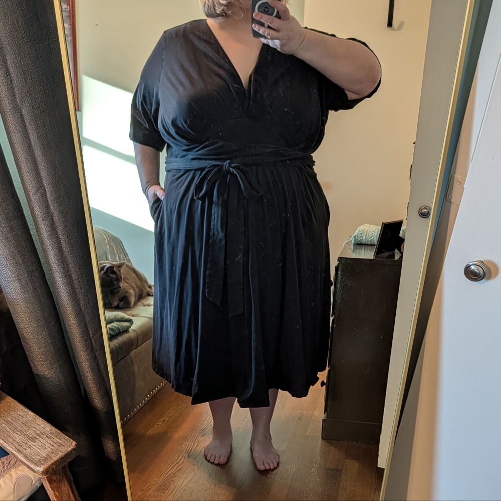 eShakti Black Midi Dress